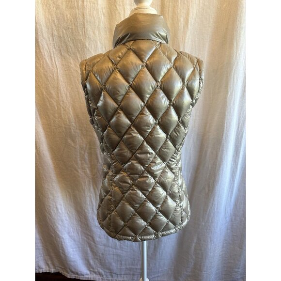 Calvin Klein Puffer Vest Womens Small Champagne‎ Silver Metallic Down Quilted - Picture 6 of 14